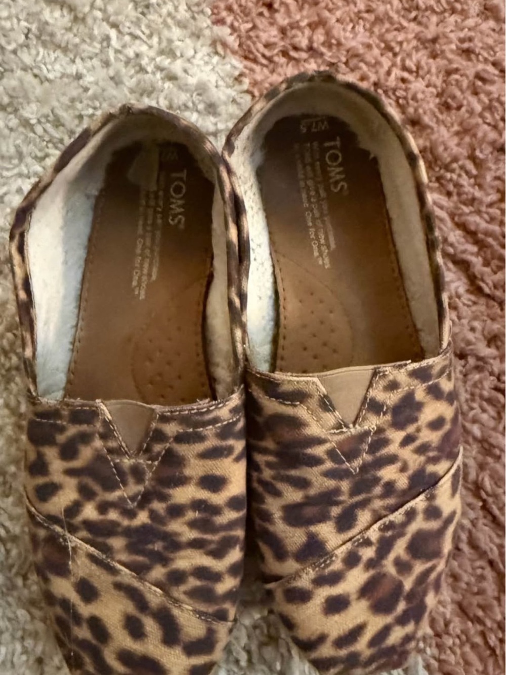 Toms Leopard Print Slip-On Flats in Tan and Brown